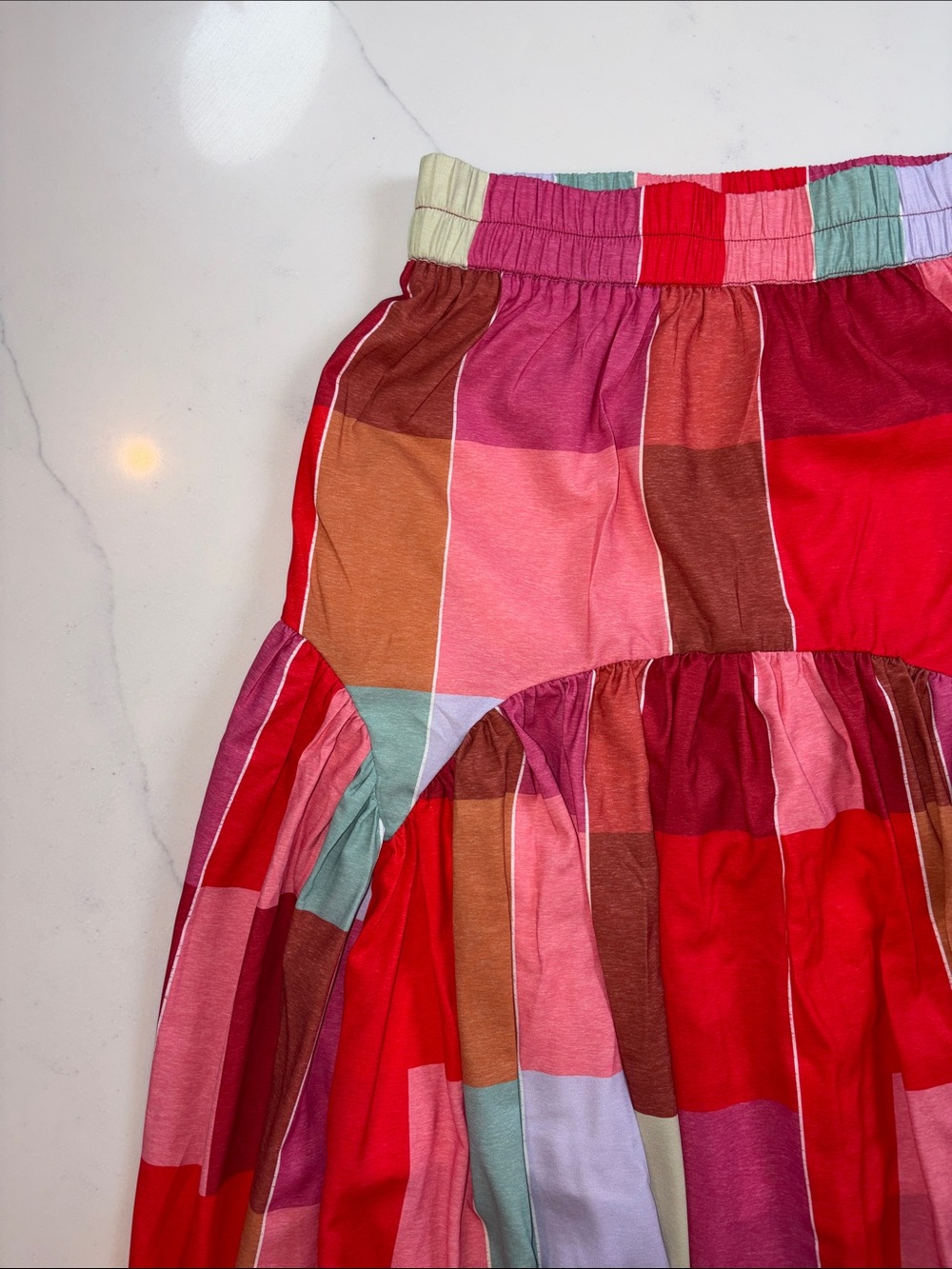 Colorblock Red Patchwork Maxi Skirt - Picture 3 of 4